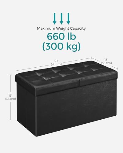 SONGMICS 30 Inches Folding Storage Ottoman Bench with Flipping Lid - Image 3
