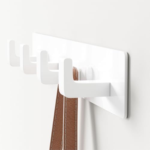 White Coat Rack Wall Mount - 12.5" Rail with 4 Right-Angle Hooks(1 Pack) - Image 5