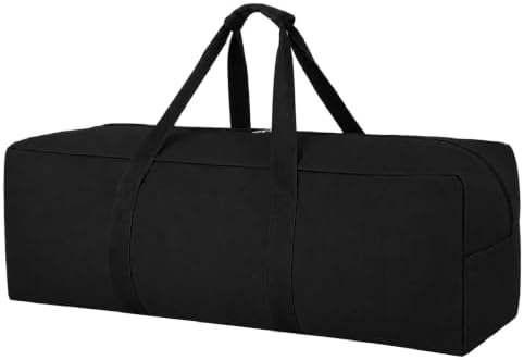 Extra Large Canvas Duffle Bag for Travel, Heavy Duty Duffel for Tent Storage & Military Gear Black 125L by HaoHakka