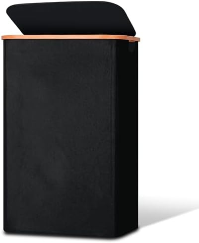 Vincona Slim Laundry Basket with Lid, Narrow Dirty Clothes Hampers for Laundry with Handle, Skinny Laundry Bin for Laundry Room, Dorm, Bedroom and Bathroom, 26.4 Gallon (100L) Black by Vincona