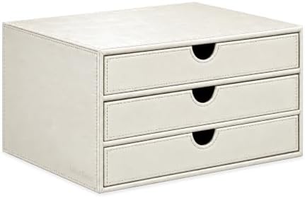 UnionBasic Document Organizer, 3-Drawer File Cabinet Document Storage Box, Office Desktop Filing Organizer, Creamy White by UnionBasic
