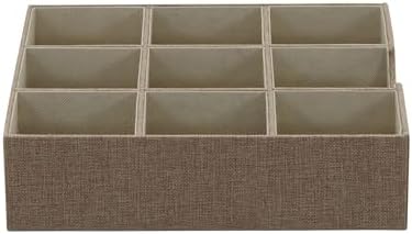 Household Essentials Brown 723-1 Deep 9 Section Drawer Organizer Box for Storage | 12 in x 12 in 3.13 - Image 7