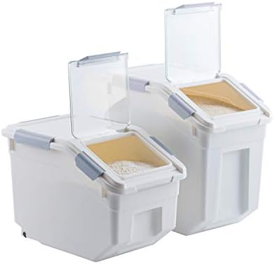LISM 2 Pack Dog Food Storage Container with Scoop,Large Airtight Pet Dog Food Bin,Container for Dog Treats Rice,Dog Cat Dry Food Bin,Baking Supplies,Flour,Rice,Kitchen Pantry Cereal(10 LB) - Image 5