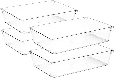 4 Pack Drawer Organizers, 6"X 9" Clear Acrylic Storage Bins by Ravinte+Decor