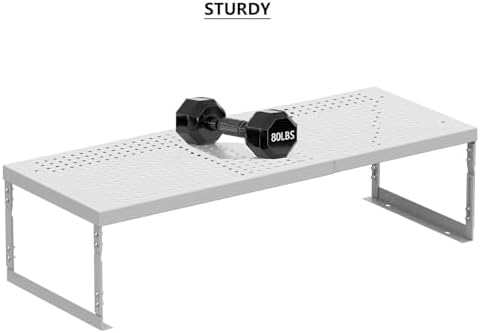 Stackable Expandable Metal Shelf Organizer - Adjustable Wire Storage Rack with Holes for Kitchen, Bathroom, Cabinet, Office - Space Saving, Durable & Sturdy Design（2PACKS/Large/White - Image 4