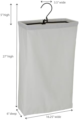 Household Essentials Door Hanging Laundry Bag in Washable Canvas with Loop Handle, White with Black Trim - Image 2