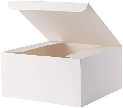 GEFTOL Gift Box 10 Pack 8 x 8 x 4 inches Fold Box Paper Gift Box Bridesmaids Proposal Box for Bridal Birthday Party Christmas (White)