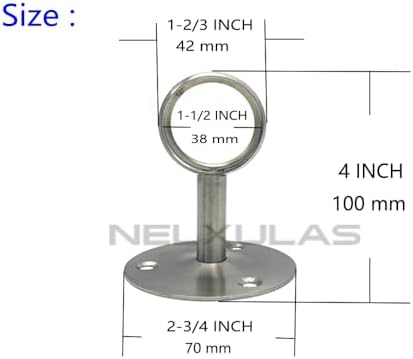 Stainless Steel Heavy Duty Closet Rod,Curtain Rod End Supports Socket with Matching Screws (1-1/2 INCH, Silver) - Image 2