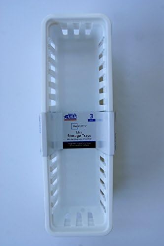 Slim Plastic Storage Trays Baskets in White- Set of 3 - Image 2