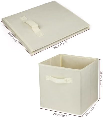 3 Pcs Storage Cubes, 10.5 Inch Collapsible Storage Bins, Fabric Foldable Bins for Organization, Durable Storage Bins for Closet, Shelves, Offices (Beige) - Image 3