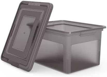 STAPLES Plastic File Box with Snap Lid, Letter/Legal, Frost Gray, 4-Pk - Image 2