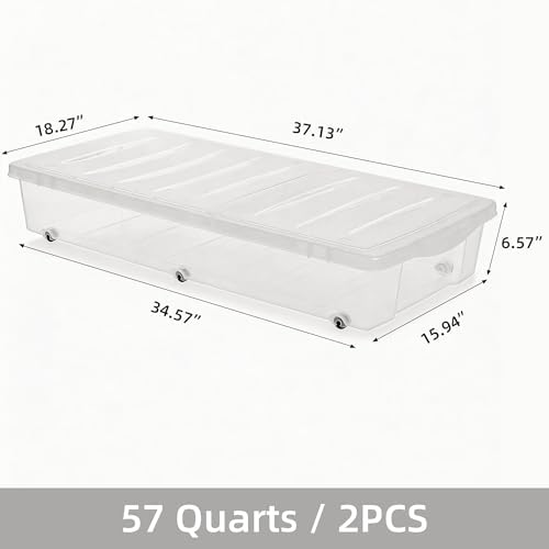 Citylife 57 QT Plastic Storage Bins with Double-Opening Lids, Storage Containers for Organizing, Large Clear Storage Box for Closet, Blankets, 2 Packs - Image 3