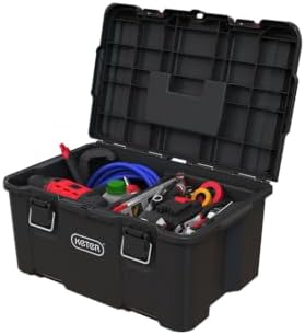 Keter Stack N' Roll Tool Box, Heavy-Duty Portable Tool Storage Case with Removable Utility Tray, Metal Latches, Safety Lock System and Padlock-Ready Design - Image 5