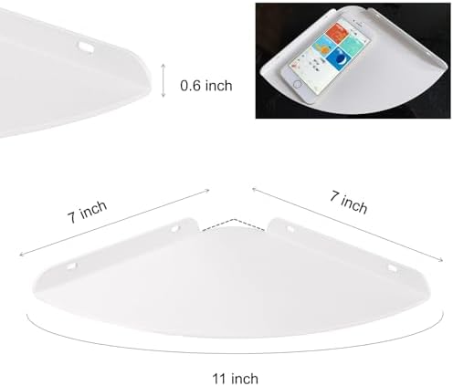 Small Tiny Metal Floating Corner Shelves, 7 x 7 x 0.6 Inches，1pcs, White - Image 2