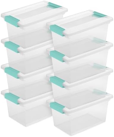Sterilite Clip Box, Stackable Clear Plastic Bins - Medium, 8-Pack by Sterilite