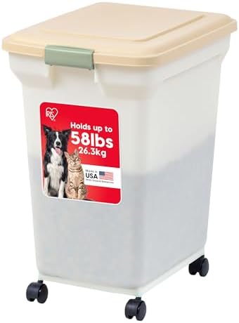 IRIS USA Dog Food Storage Container, Up to 58 lbs, Almond, Made in USA by IRISUSA
