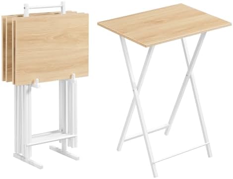 HOOBRO Folding TV Tray Tables, Set of 4 TV Trays with Storage Rack by HOOBRO
