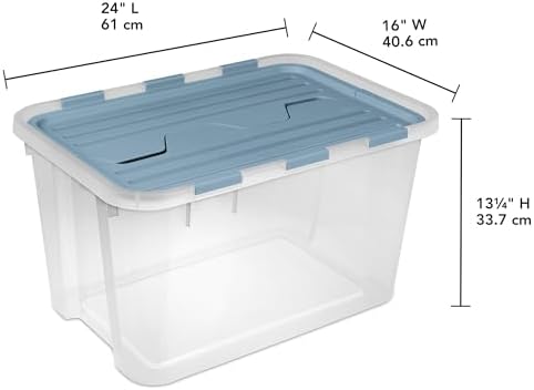SteriliteHinged Lid Storage Box Plastic Container, 60 Quart, 18-Pack - Image 2