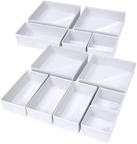 Drawer Organizer Clothes, Nursery Dresser & Closet Storage, White, 12 Pack by DiMJ
