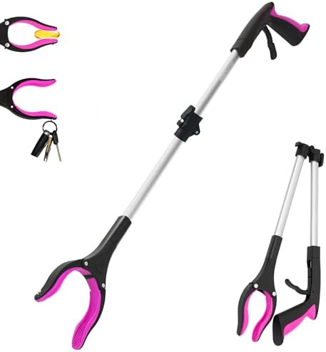 32 inch GrabRunner Heavy Duty(up to 10 lbs) Reacher Grabber Tool with Strong Magnetic (New Pink) 1 Pack by GRABBEREXPERTER