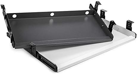 Keyboard Tray Under Desk Heavy-Duty Metal Slide-Out Platform Drawer Tray (White) - Image 3