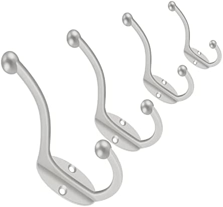 ZEYU Wall Hooks, 10Pcs Coat Hooks Hardware Towel Hooks for Hanging Coats Double No Rust Black Robe Hooks Wall Mounted with Screws for Key, Towel, Bags, Cup, Hat - Image 3
