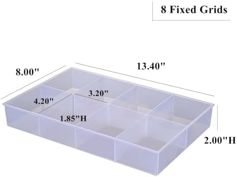 2 Pack Fixed 8 Grids Clear Plastic Organizer Sorting Tray - Image 2