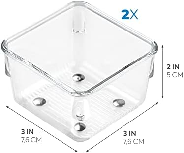 iDesign Linus Plastic Drawer Organizer, 3" x 3" x 2", Set of 2, Clear - Image 2