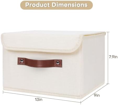 ANMINY Fabric Storage Box Bins with Lids, Beige, 13"x9"x7.9", 2 Pack - Image 5