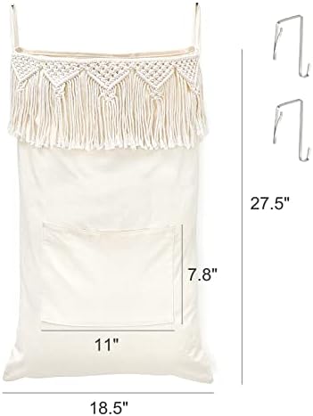 Mkono Macrame Over The Door Laundry Hamper, Hanging Laundry Bag with Zipper - Image 5