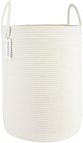 XUANGUO White Cotton Rope Laundry Basket Hamper for Clothes Large by XUANGUO