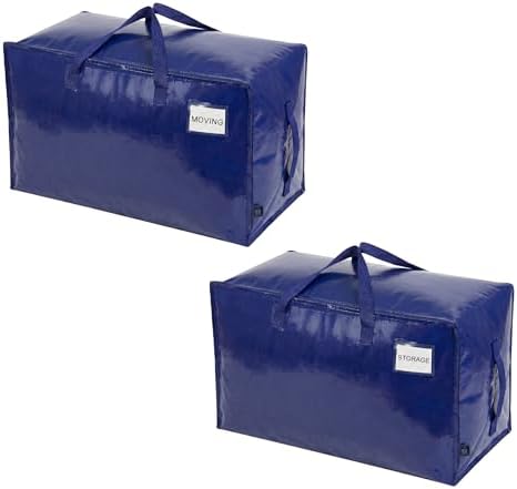 VENO 2 Pack Extra Large Heavy Duty Moving Bags with Wide Opening & Reinforced Handles, Reusable Storage Tote Bags with Strong Zippers for Clothes, College Dorm Essentials & Moving Supplies by Veno