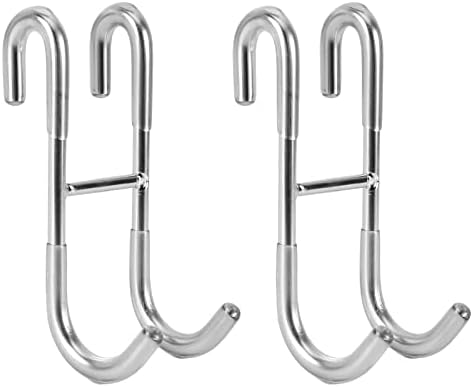 Simtive Shower Door Hooks (2-Pack), Towel Hooks for Bathroom Frameless Glass Door, Shower Squeegee Hooks, Silver by Simtive