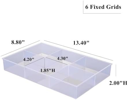 2 Pack Fixed 6 Grids Clear Plastic Organizer Sorting Tray - Image 2