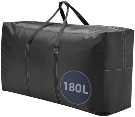 Extra Large travel duffel bag with Strong Handles, 180L Waterproof duffel bag, Durable Zippers, Extra Large Storage Totes for Camping, Space Saving and Moving Supplies, Black by Unknown