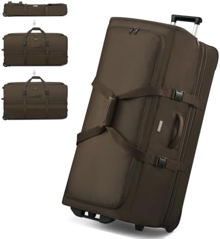 Hanke 35 Inch Extra Large Expandable Rolling Duffle Bag with 2 Wheels by Hanke