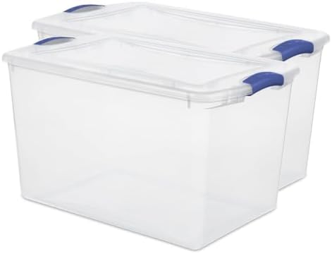 66 Qt Clear Storage Bins with Lids, Stackable Plastic Organizer (2) by Unknown