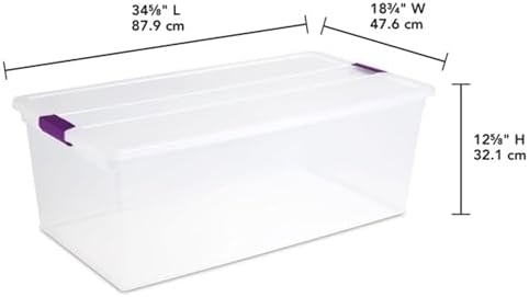 Sterilite 110 Qt ClearView Latch Storage Box, Stackable Bin with Latching Lid, Plastic Container Organize Clothes in Closet, Clear Base, Lid, (Pack of 4) - Image 3