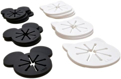 Cooplay 20PCS Sock Rings, Clips, Holders Locks Washing Sorters Laundry Storage Organization for Washing and Dryer Machine, Soft Rubber Keepers, Black Mouse/Bear and White Cat Pattern - Image 6