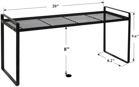 Cabinet Shelf, 20" Kitchen Counter Shelf, Metal Wire Stackable Cupboard Spice Rack, Space Saving Countertop Orgainzer and Storage Rack Shelves for Kitchen Pantry Bathroom - Image 3