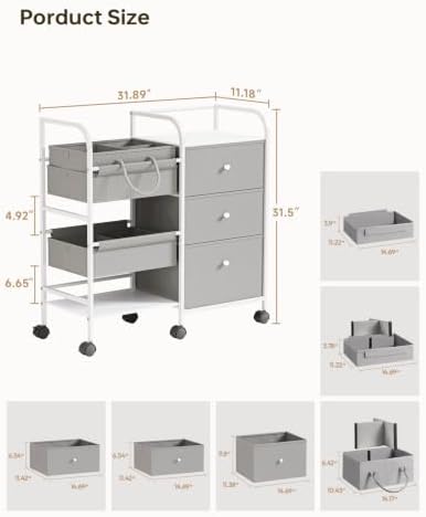 2in1 Baby Diaper Caddy Organizer and Storage Cart with Dividers and Drawers - Image 2