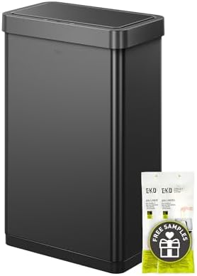 EKO Mirage X 80 Liter / 21.1 Gallons Motion Sensor Trash Can or Recycling Bin, Automatic Large Kitchen Trash Can Touchless, Stainless Steel, Matte Black by Unknown