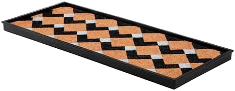 Anji Mountain Heavy Duty Waterproof Rubber Shoe Storage Mat Organizer/Boot Storage Multi Use for Entryway with Coir, Tan and Ivory Insert, Fits 3 Pair (34.5" Wide) by AnjiMountain