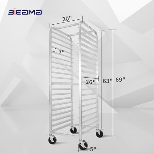 BIEAMA 20-Tier Aluminum Sheet Pan Rack, NSF Full Size Bun Pan Rack - Image 2