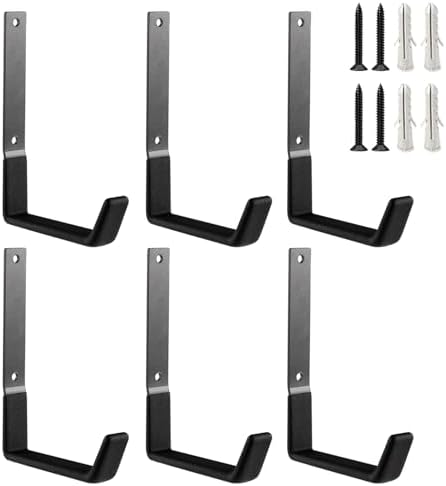 Heavy Duty Steel Garage Hooks, Garage Storage Utility Hooks, Garden Tool Organizer, Steel Wall Mount Hooks, (6, Large) by Unknown