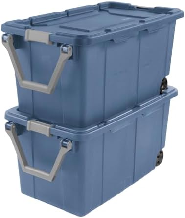 2 Pack 40 Gallon Industrial Storage Bin with Wheels and Pull Handle by Unknown