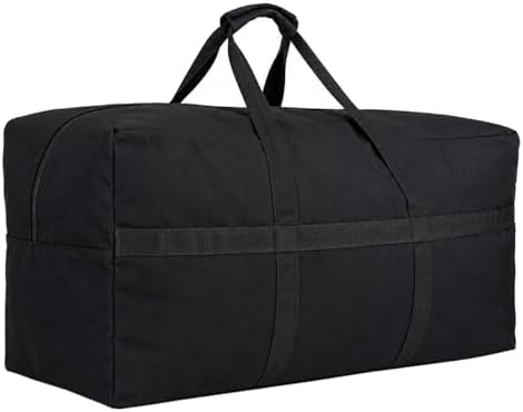 Extra Large Canvas Duffle Bag for Travel, Big XL Oversized Foldable Storage Bags with Reinforced Handles & Lockable Zipper - Black, 540L by HaoHakka