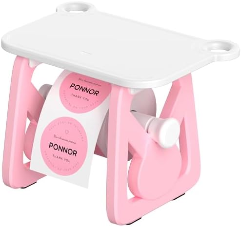 PONNOR Label Holder for Rolls and Fanfold Labels, Thermal Sticker Holder for Desktop Printer, Fragile Stickers for Shipping, Label Stand Accessory Supplies for Home, DIY, Office, Small Business(Pink) by PONNOROfficecategory