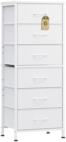 WLIVE Tall Dresser for Bedroom, 6 Drawer Dresser, White by WLIVE