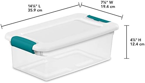 Sterilite 6 Quart Latching Box, Small Clear Plastic Storage, White, 12 Pack - Image 2